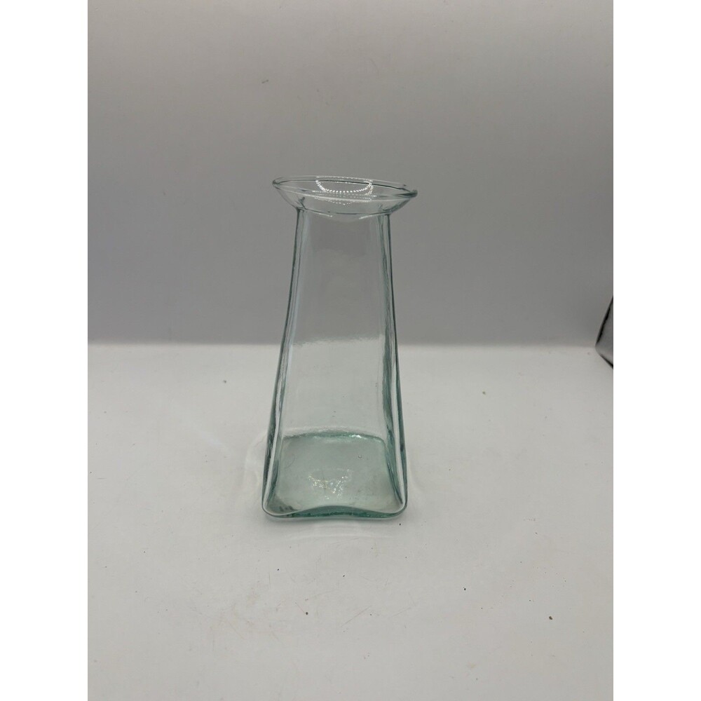 Gathered Square Tinted Glass Vase Made In Spain
